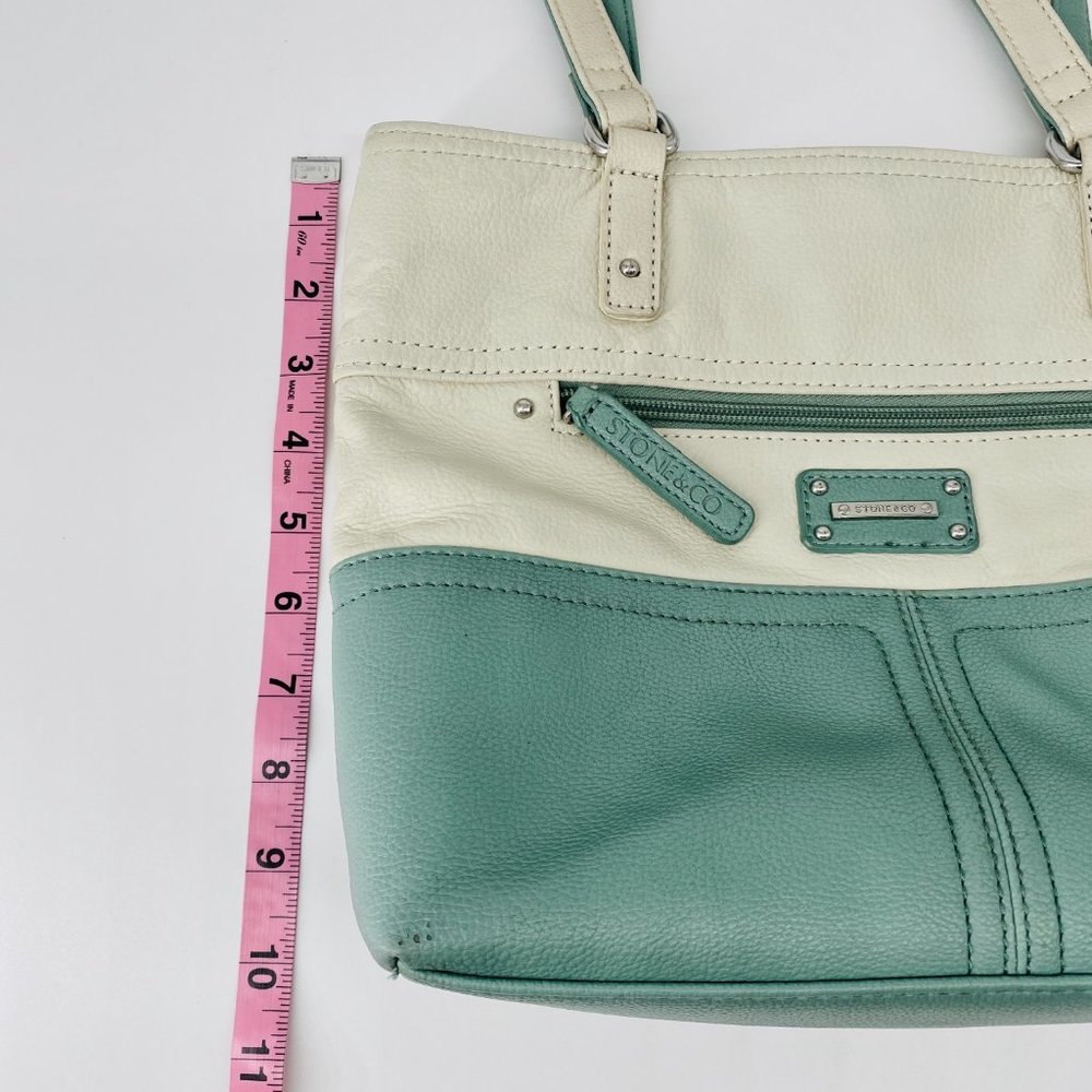 Stone & Co. Donna Mint and Cream Leather Tote Bag - Picture 5 of 8
